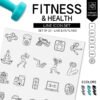 Health and Fitness Line Icon Set by Two Door Studio