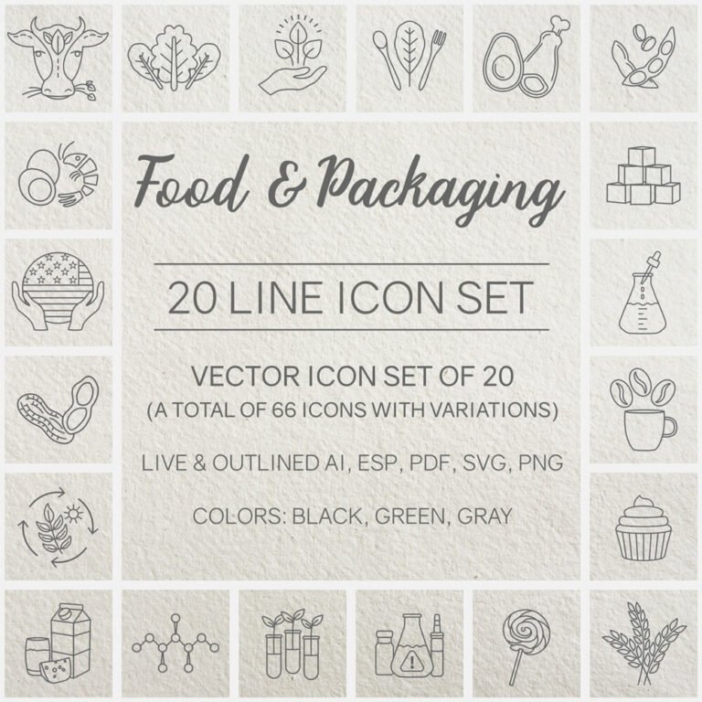 Food and packaging line icon set by Two Door Studio