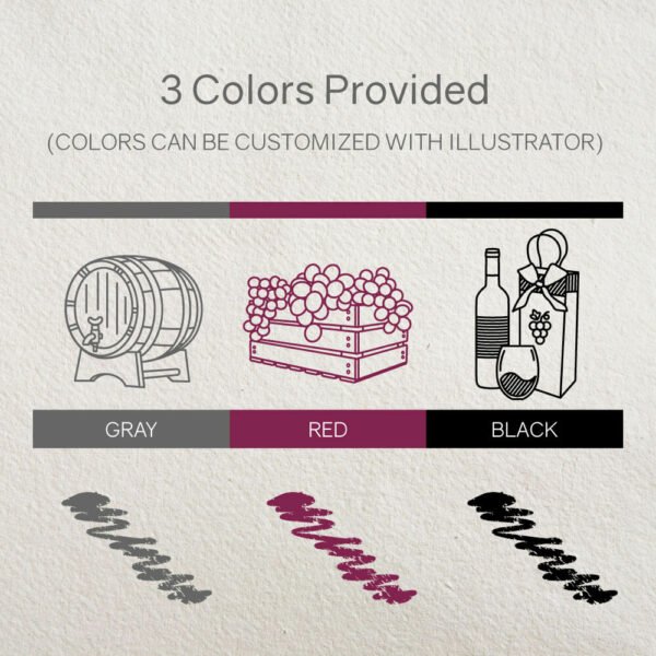 Winery and Vineyard Line Icon Set by Two Door Studio Colors Provided