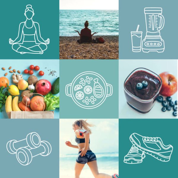 Health and Fitness Line Icon Set by Two Door Studio Collage