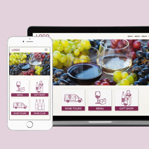 Winery and Vineyard Line Icon Set by Two Door Studio Website Mockup